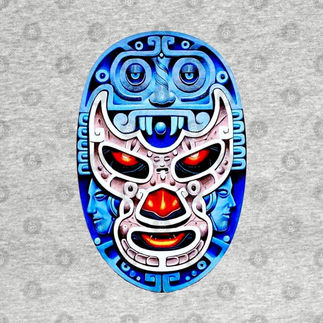 Feel-Ink Blue Demon Lucha Libre Wrestler Aztec Design by FeelInksense